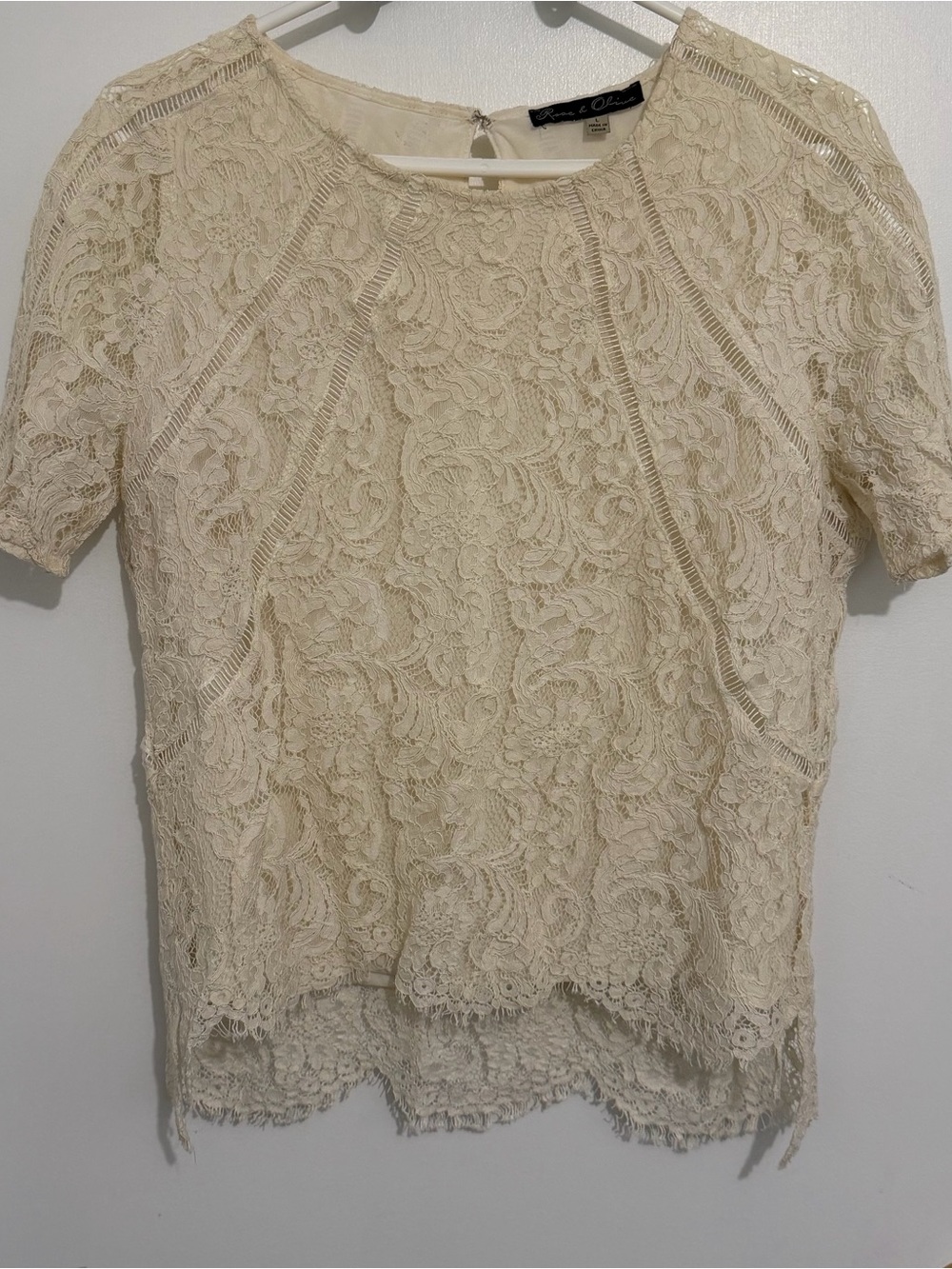 Rose & Olive Cream Lace Short-Sleeve Blouse
